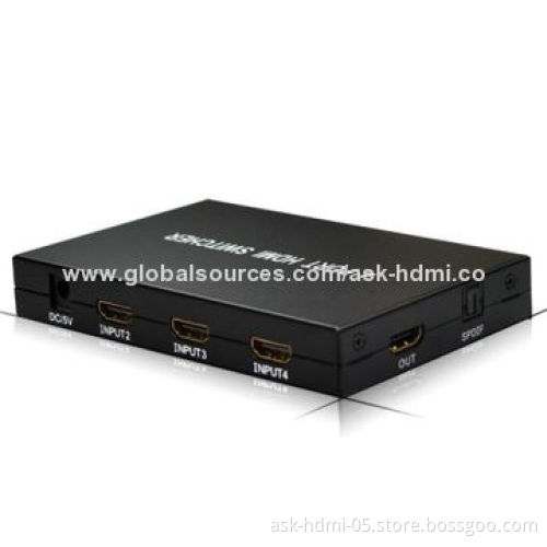 HDMI Switcher 4 x 1, 1.4V, Full HD 1,080P, 5V DC/2A Power Supply